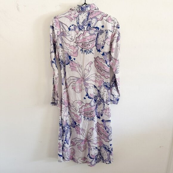 NEW Las Surenas Purple Amor Linen Shirt Dress XS - Picture 9 of 9